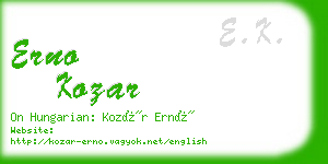 erno kozar business card